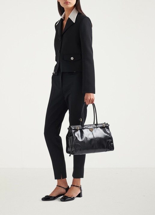 Prada Bonnie Large schoudertas van kalfsleer - voorkant 2 zwart