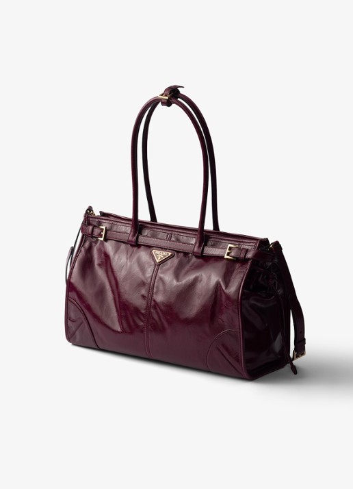 Prada Bonnie Large schoudertas van kalfsleer - voorkant 2 bordeauxrood