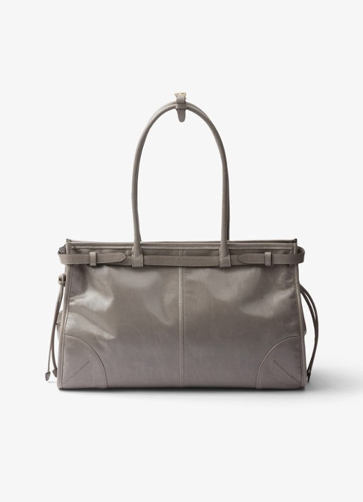 Prada Bonnie Large schoudertas van kalfsleer - achterkant middengrijs