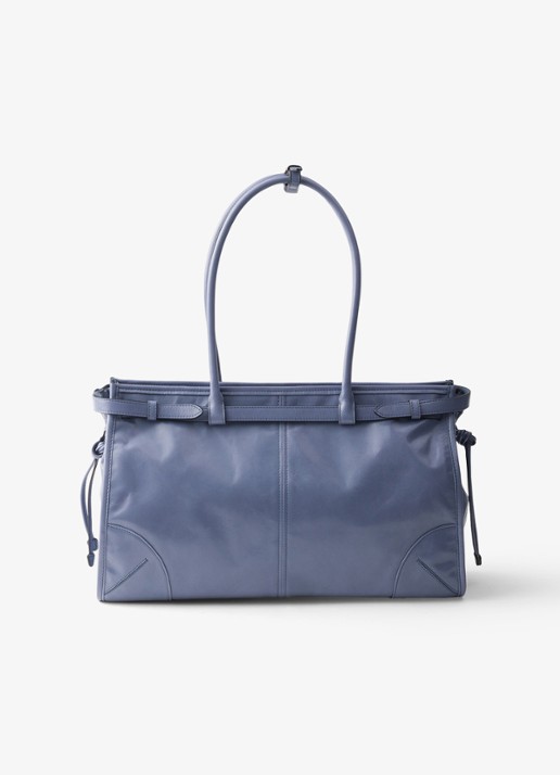 Prada Bonnie Large schoudertas van kalfsleer - achterkant staalblauw