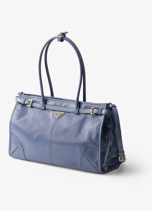 Prada Bonnie Large schoudertas van kalfsleer - voorkant 6 staalblauw