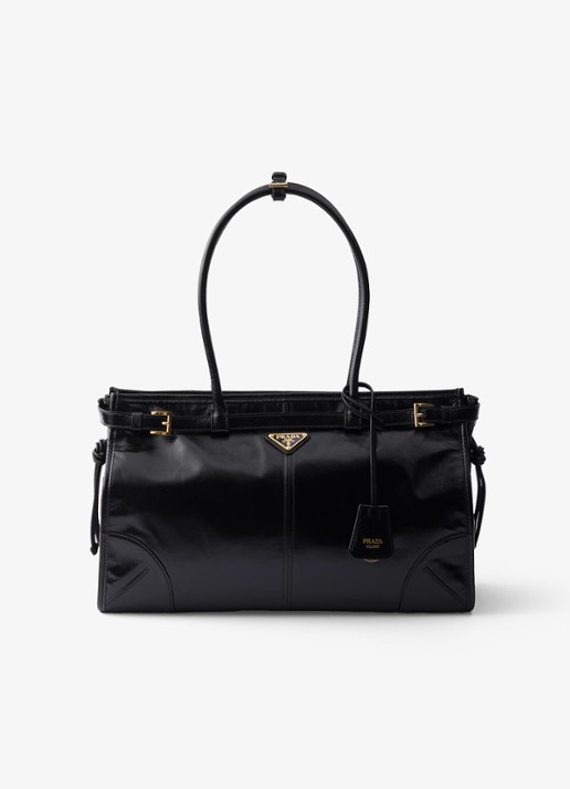 Prada Bonnie Large schoudertas van kalfsleer - voorkant 10 zwart