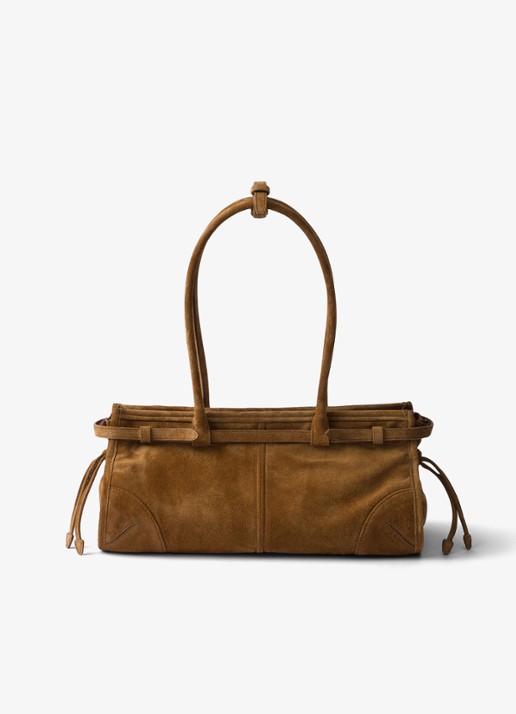 Prada Bonnie Medium handtas van kalfssuède - achterkant 3 bruin
