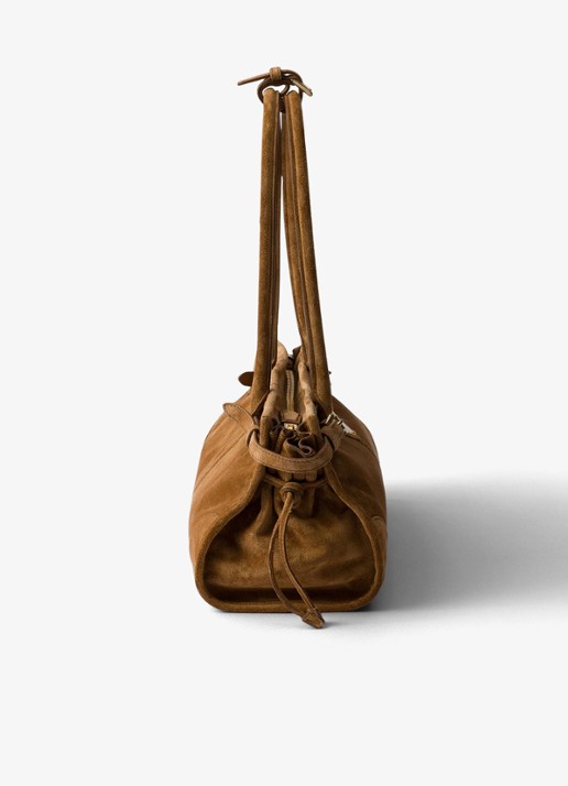 Prada Bonnie Medium handtas van kalfssuède - detail 6 bruin