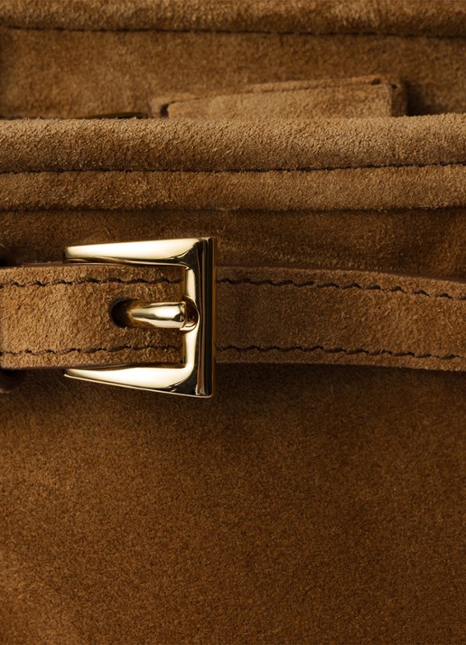 Prada Bonnie Medium handtas van kalfssuède - detail 7 bruin