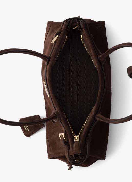 Prada Bonnie Medium handtas van kalfssuède - detail 2 naturel