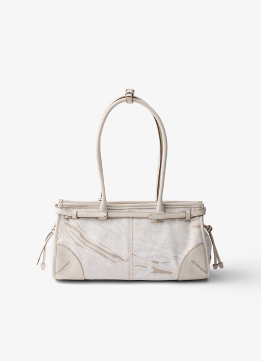 Prada Bonnie Medium schoudertas met leren details - achterkant 10 gebroken wit