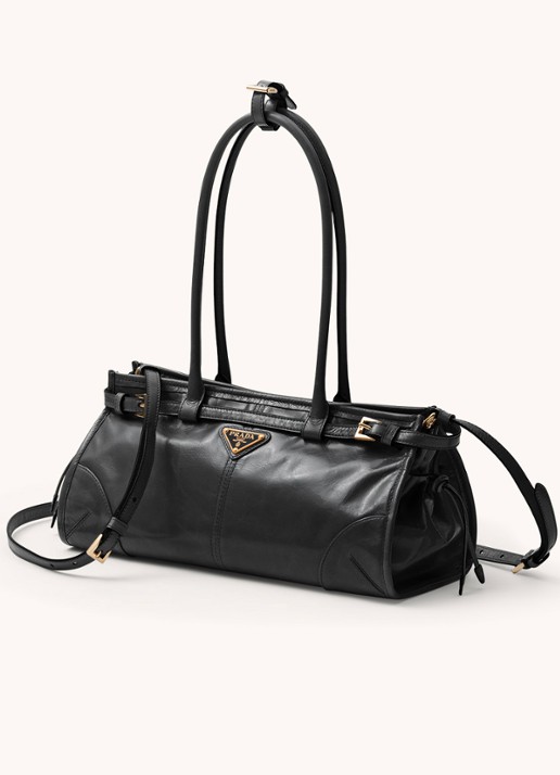 Prada Bonnie Medium schoudertas van kalfsleer - voorkant 7 zwart
