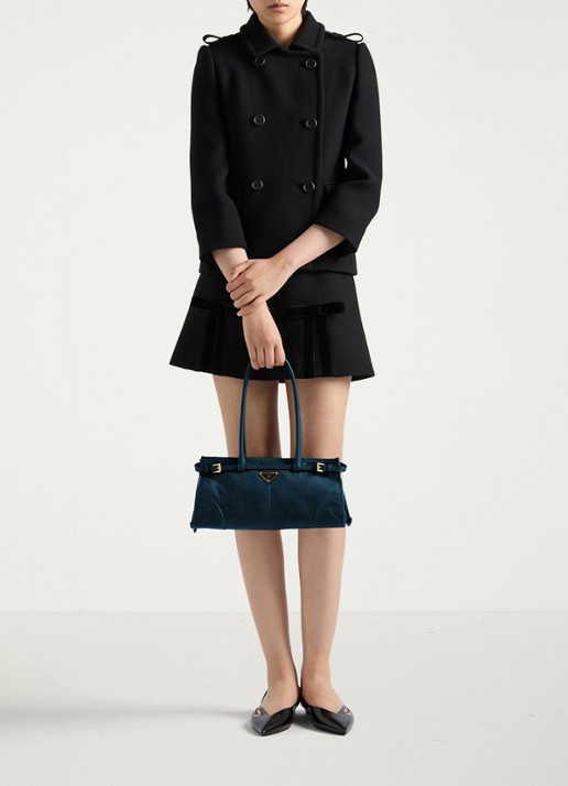 Prada Bonnie Medium schoudertas van kalfsleer - voorkant 2 petrol