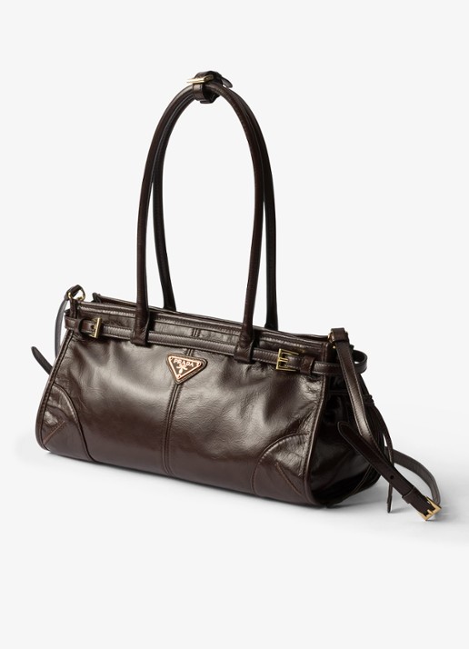 Prada Bonnie Medium schoudertas van kalfsleer - achterkant 9 donkerbruin