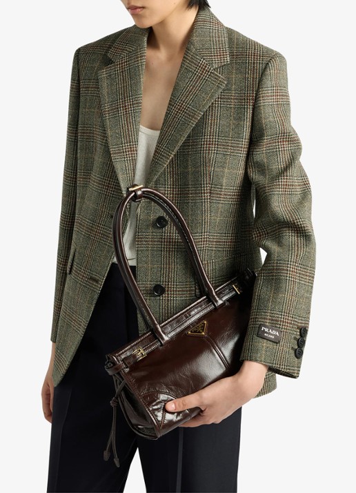 Prada Bonnie Medium schoudertas van kalfsleer - voorkant 2 donkerbruin