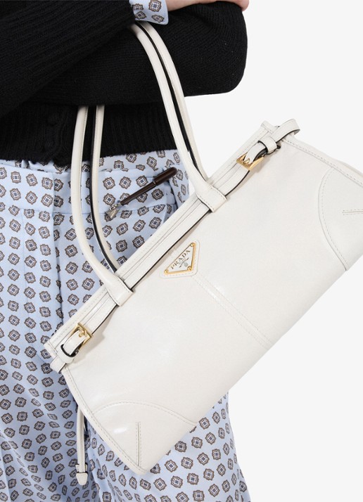 Prada Bonnie Medium schoudertas van kalfsleer - detail 7 wit