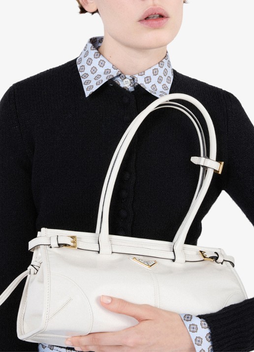 Prada Bonnie Medium schoudertas van kalfsleer - voorkant 2 wit