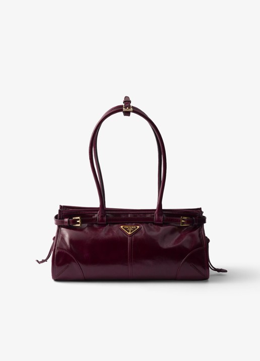 Prada Bonnie Medium schoudertas van kalfsleer - voorkant 5 bordeauxrood