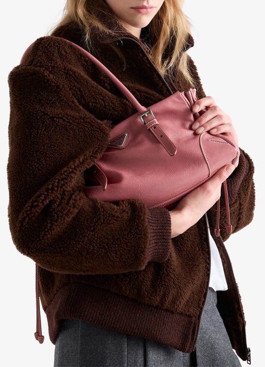 Prada Bonnie Medium schoudertas van kalfsleer - detail 5 oudroze