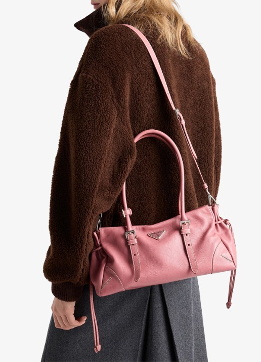 Prada Bonnie Medium schoudertas van kalfsleer - voorkant 2 oudroze