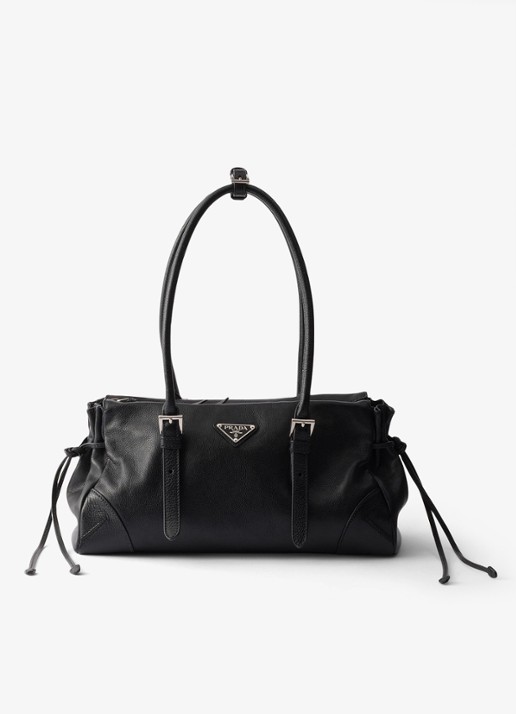 Prada Bonnie Medium schoudertas van kalfsleer - voorkant 2 zwart