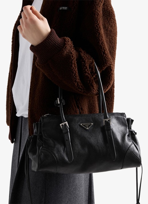 Prada Bonnie Medium schoudertas van kalfsleer - voorkant 3 zwart