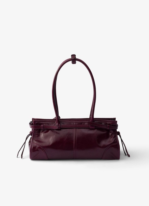 Prada Bonnie Medium schoudertas van kalfsleer - achterkant donkerrood
