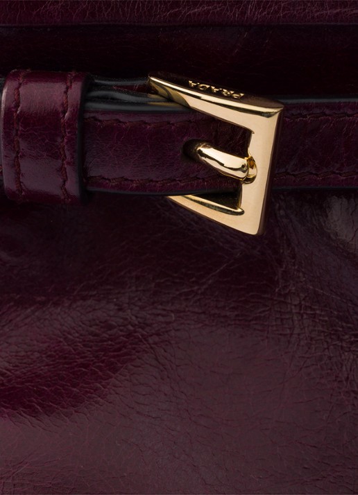 Prada Bonnie Medium schoudertas van kalfsleer - detail 5 donkerrood