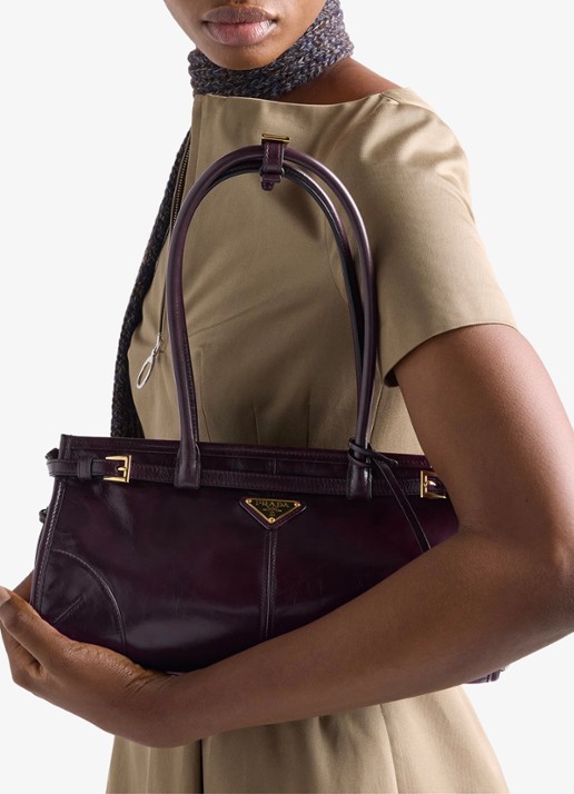 Prada Bonnie Medium schoudertas van kalfsleer - detail 6 donkerrood