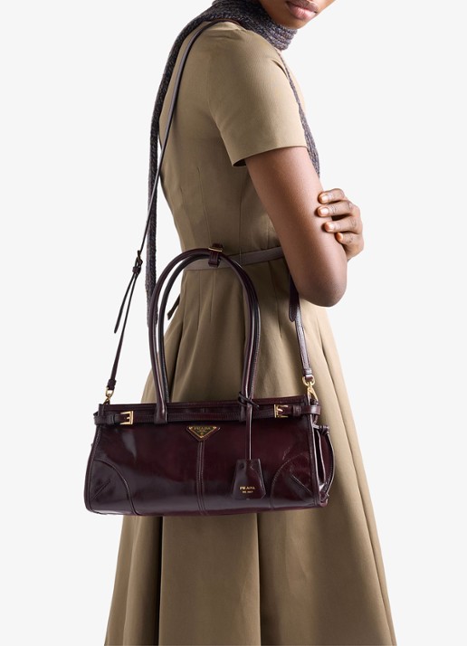 Prada Bonnie Medium schoudertas van kalfsleer - voorkant 3 donkerrood