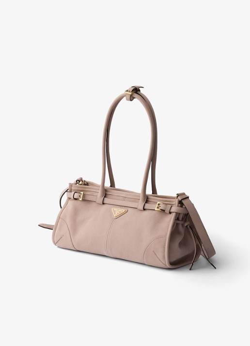 Prada Bonnie Medium schoudertas van nubuck - voorkant 6 oudroze