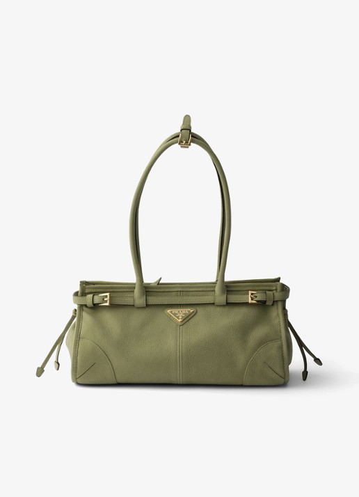 Prada Bonnie Medium schoudertas van nubuck - voorkant groen