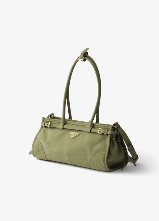 Prada Bonnie Medium schoudertas van nubuck - voorkant 2 groen
