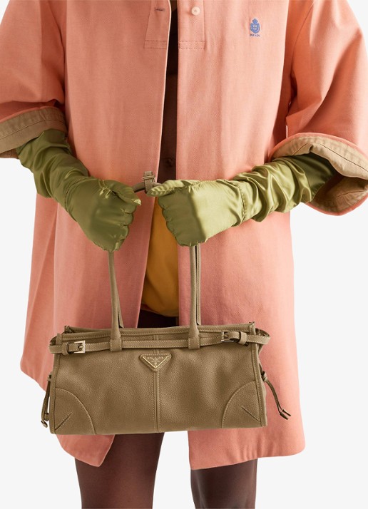Prada Bonnie Medium schoudertas van nubuck - detail 7 khaki