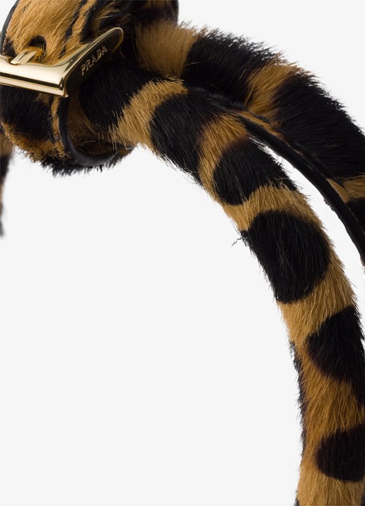 Prada Bonnie Mini handtas van kalfsleer met ponyhair - detail 7 gebroken wit