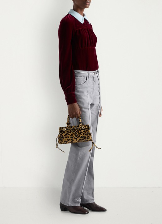 Prada Bonnie Mini handtas van kalfsleer met ponyhair - voorkant 2 gebroken wit