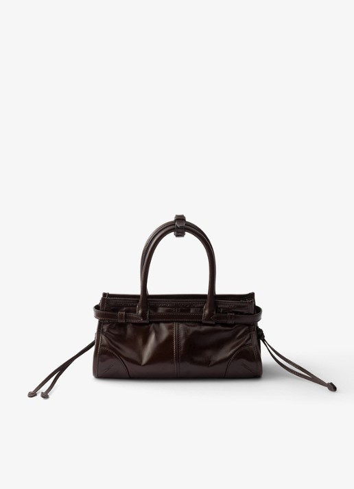 Prada Bonnie Mini handtas van kalfsleer - achterkant 7 donkerbruin