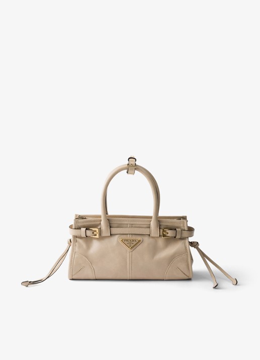 Prada Bonnie Mini handtas van kalfsleer - voorkant beige