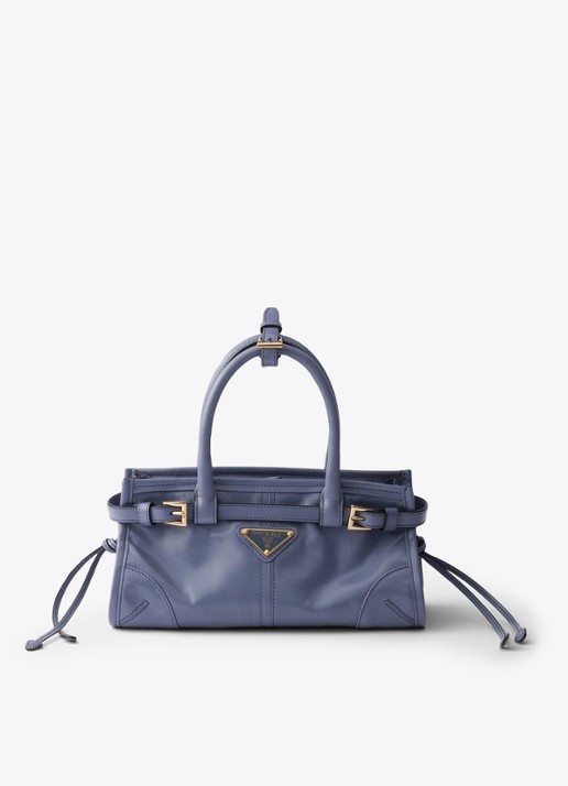 Prada Bonnie Mini handtas van kalfsleer - voorkant 5 staalblauw