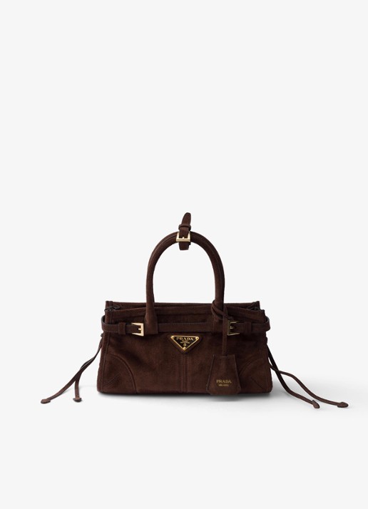 Prada Bonnie Mini handtas van kalfssuède - voorkant 5 donkerbruin