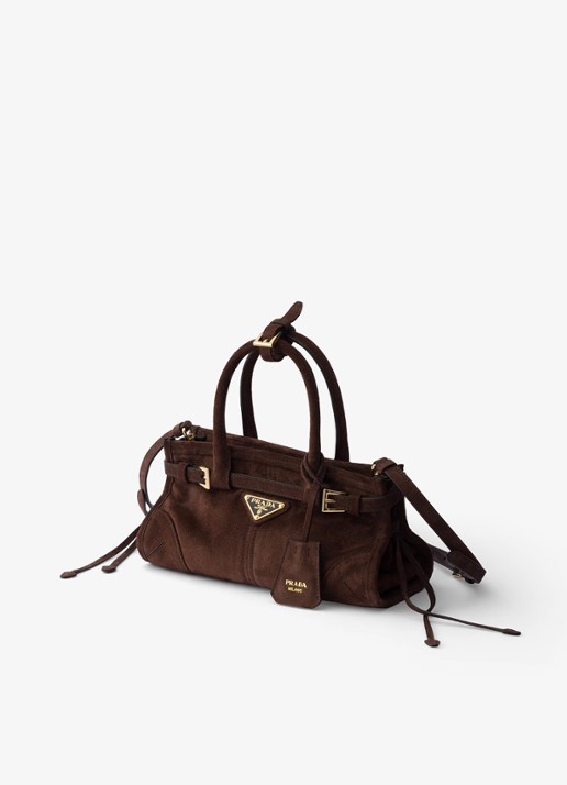 Prada Bonnie Mini handtas van kalfssuède - voorkant 6 donkerbruin