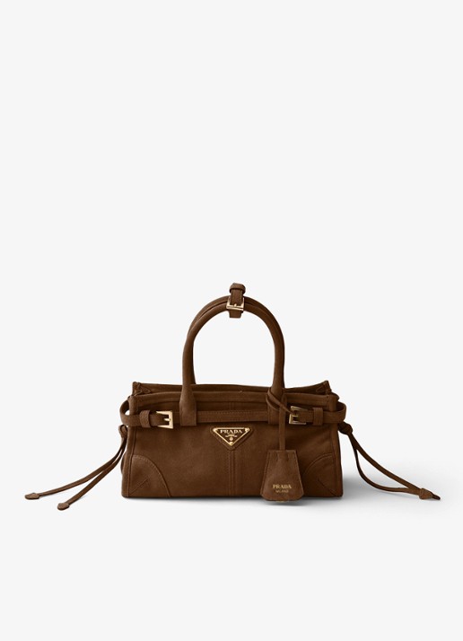 Prada Bonnie Mini handtas van kalfssuède - voorkant 5 naturel