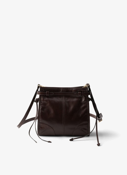 Prada Bonnie Mini schoudertas van kalfsleer - achterkant donkerbruin