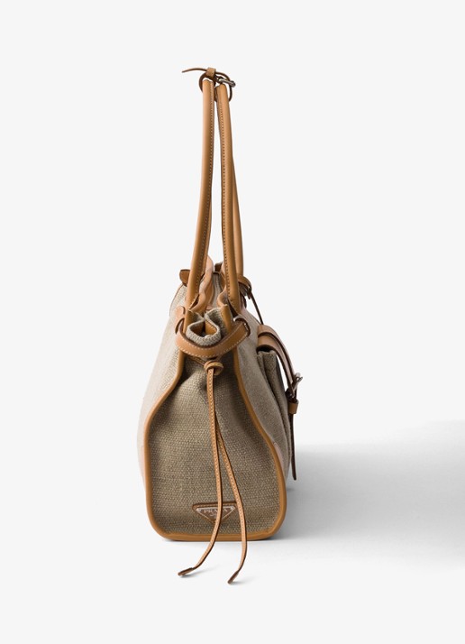 Prada Bonnie schoudertas met leren details - detail zand
