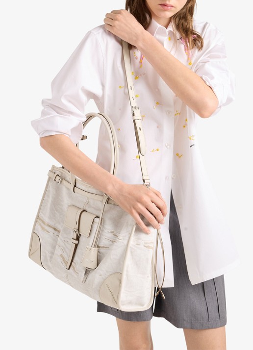 Prada Bonnie schoudertas met leren details - voorkant 7 wit