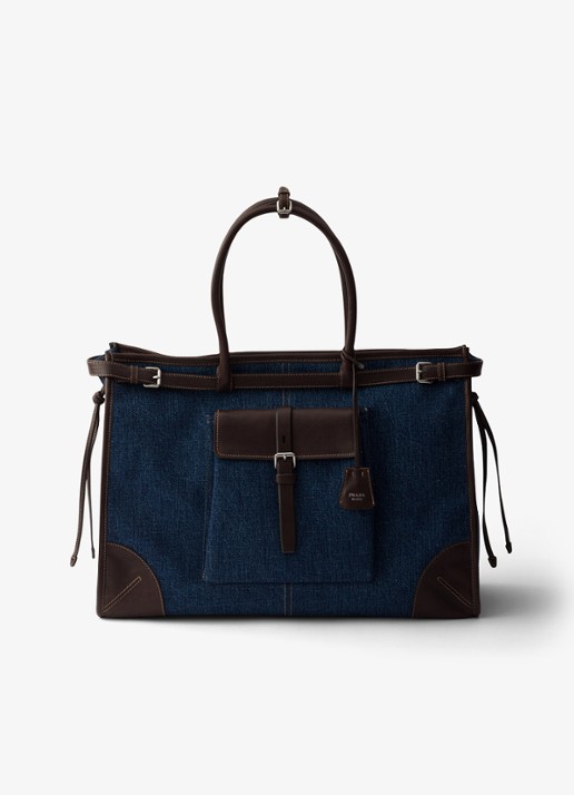 Prada Bonnie schoudertas van denim met leren details