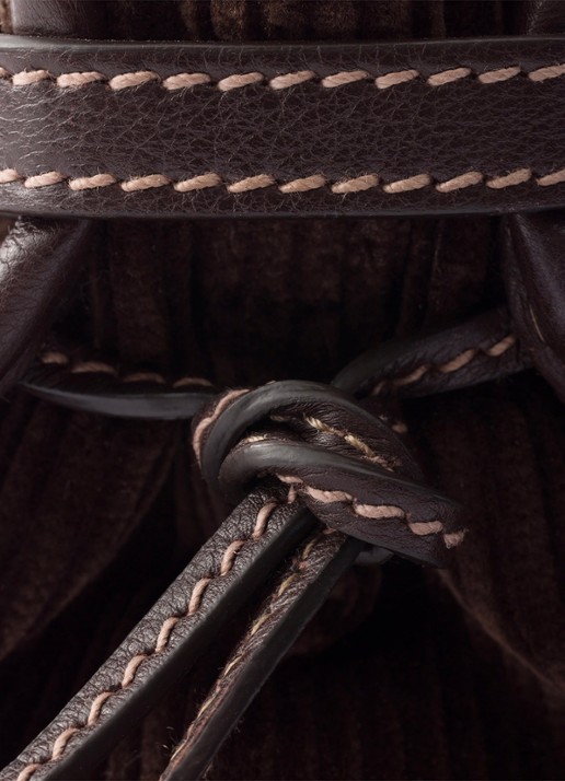 Prada Bonnie Small handtas van corduroy met leren details - detail 2 donkerbruin