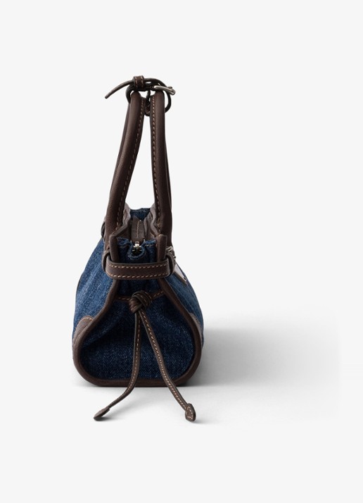 Prada Bonnie Small handtas van denim met leren details - detail 2 indigo