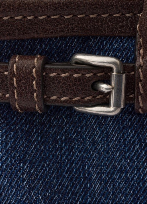 Prada Bonnie Small handtas van denim met leren details - detail 4 indigo