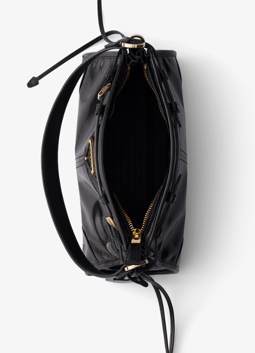 Prada Bonnie Small handtas van kalfsleer - detail zwart