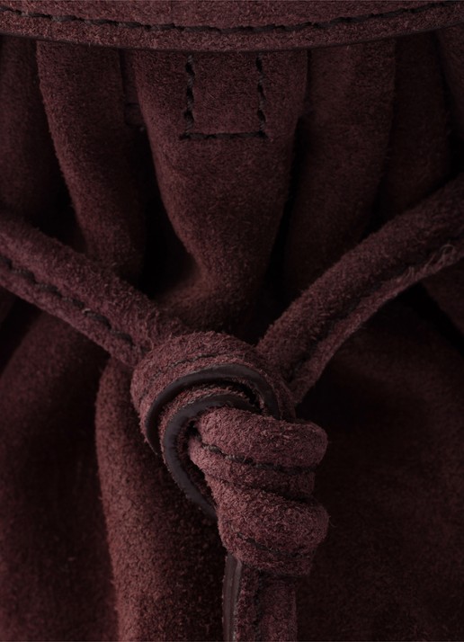 Prada Bonnie Small schoudertas van kalfssuède - detail 4 bordeauxrood