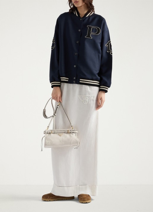 Prada Bonnie Small schoudertas van leer met afneembare schouderriem - voorkant 6 gebroken wit