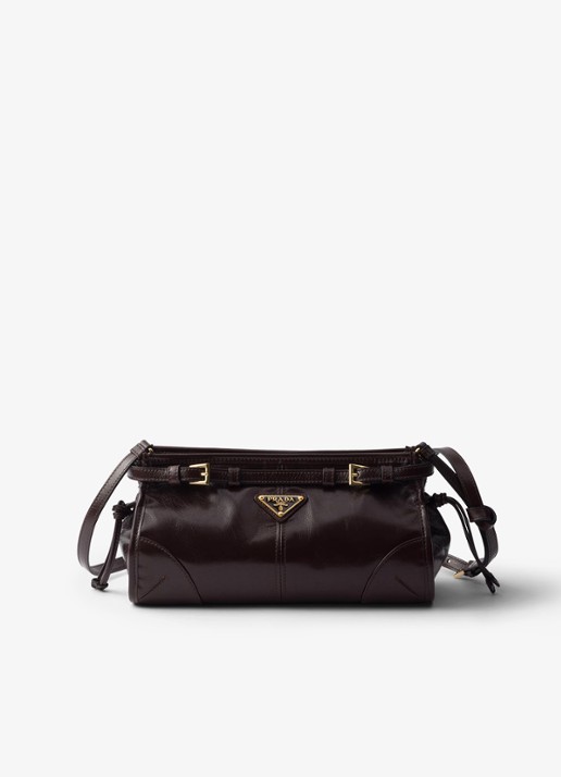 Prada Bonnie Small schoudertas van leer met afneembare schouderriem - voorkant 6 donkerbruin
