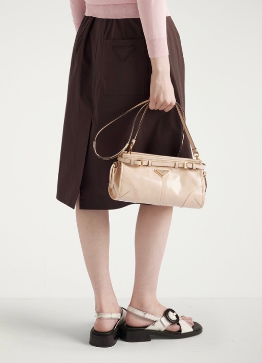 Prada Bonnie Small schoudertas van leer met afneembare schouderriem - detail 4 beige